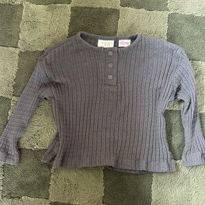 Zara Kids Charcoal Ribbed Long Sleeve Tee